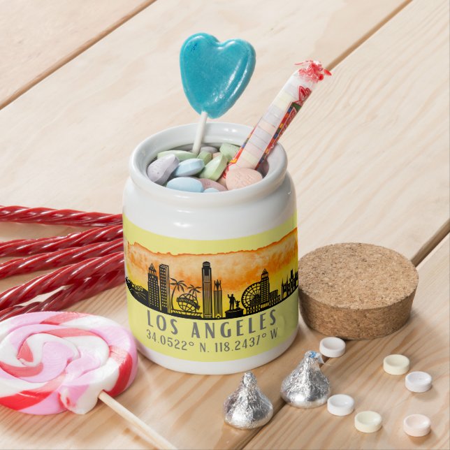 Los Angeles Skyline Latitude and Longitude  Candy Jar (In Situ)