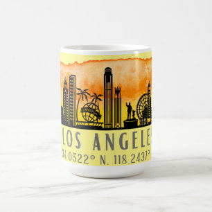 Los Angeles Skyline Latitude and Longitude Coffee Mug