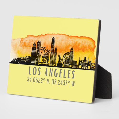 Los Angeles Skyline Latitude and Longitude  Plaque