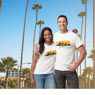 Los Angeles Skyline Latitude and Longitude T-Shirt