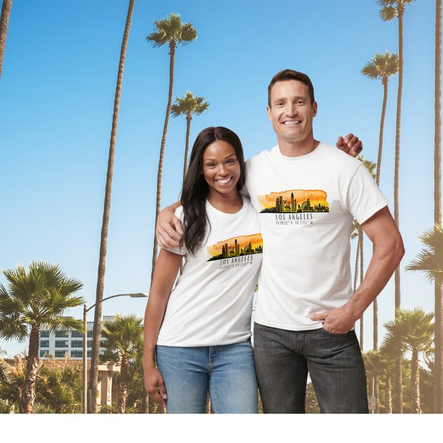 Los Angeles Skyline Latitude and Longitude T-Shirt (Creator Uploaded)