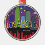 Los Angeles Skyline Nighlife Metal Ornament at Zazzle