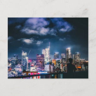 Los Angeles Skyline Night Sky Holiday Postcard