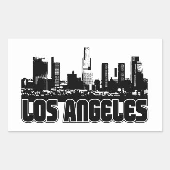 Los Angeles Skyline Rectangular Sticker by TurnRight at Zazzle