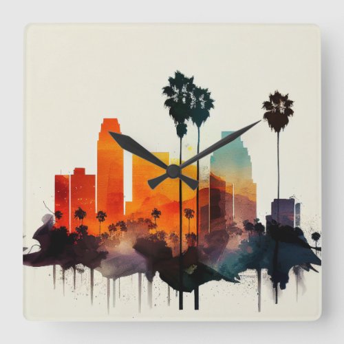 Los Angeles Skyline Square Wall Clock