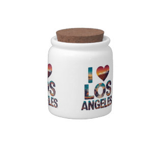 Los Angeles Skyline Sunset & Hollywood Typography Candy Jar