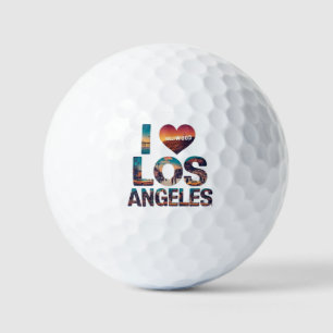 Los Angeles Skyline Sunset & Hollywood Typography  Golf Balls