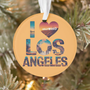 Los Angeles Skyline Sunset & Hollywood Typography Ornament