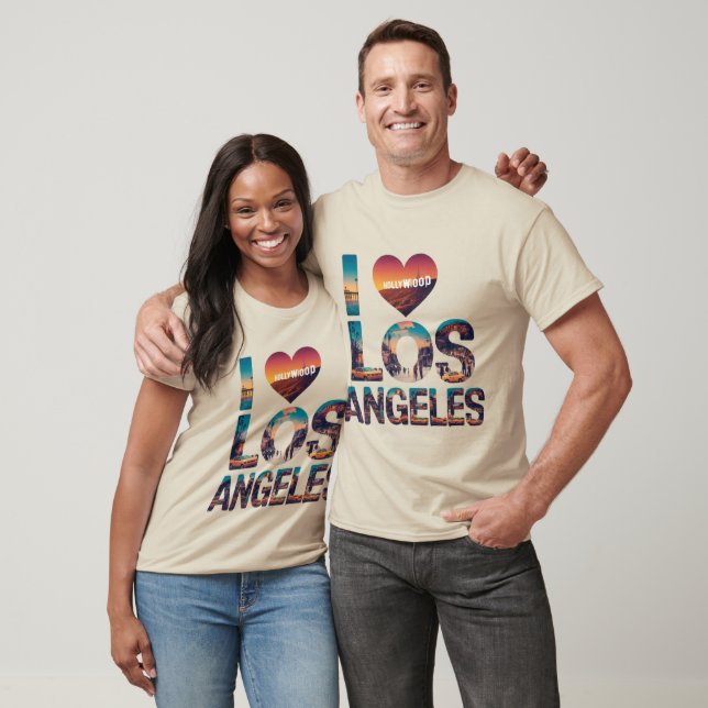 Los Angeles Skyline Sunset & Hollywood Typography  T-Shirt (Unisex)