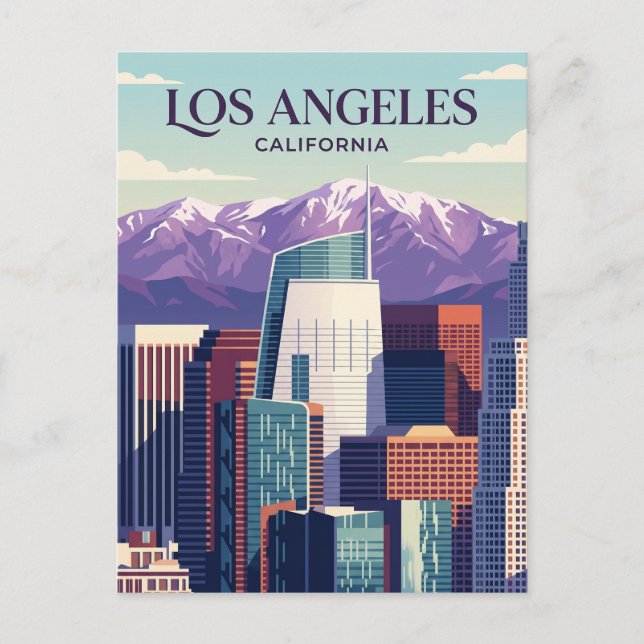Los Angeles Skyline USA Postcard (Front)