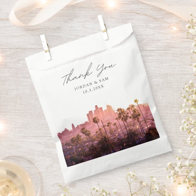 Los Angeles Skyline Wedding Personalized Favor Bag (Clipped)