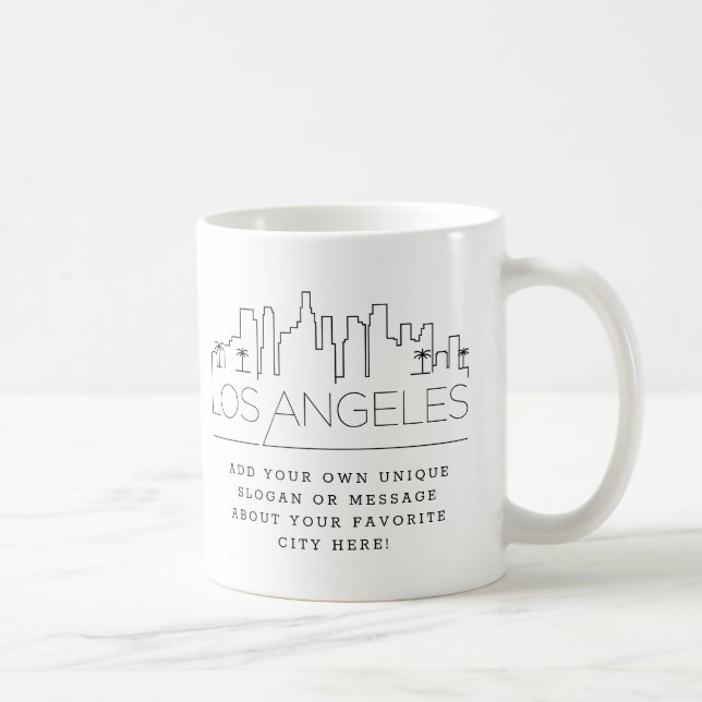 Los Angeles | Stylized City Skyline Custom Slogan Coffee Mug (Right)
