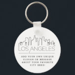 Los Angeles Stylized Skyline | Custom Slogan Keychain<br><div class="desc">A unique key chain representing the beautiful city of Los Angeles,  California.  
This keychain features a stylized illustration of the city's unique skyline with its name underneath.
Underneath the city name is a spot for your unique slogan or statement about your favorite city.</div>