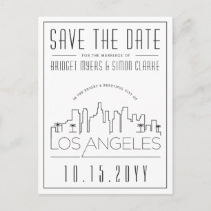 Los Angeles Stylized Skyline Save the Date Postcard