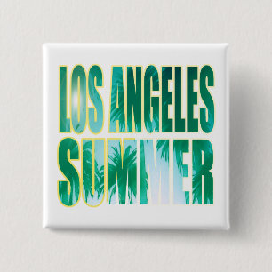 "Los Angeles Summer Letter Green" Button