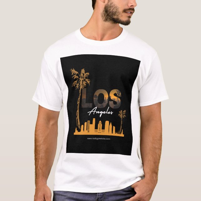 Los Angeles Sunset Skyline Design  T-Shirt (Front)