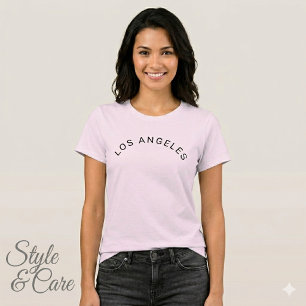 Los Angeles Text Mark Pale Pink Comfortable Fit T-Shirt