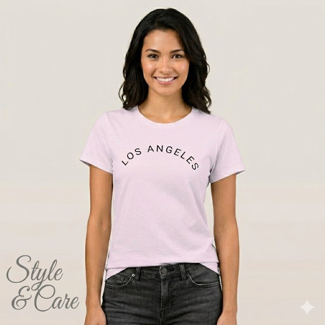 Los Angeles Text Mark Pale Pink Comfortable Fit T-Shirt (Los Angeles Text Mark Pale Pink Comfortable Fit T-Shirt)