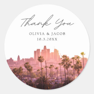 Los Angeles Thank You Wedding Favor DTLA Classic Round Sticker