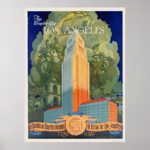 Los Angeles Vintage Travel Postcard Restored Painting by Vintage