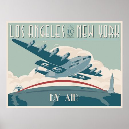 Los Angeles To New York By Air Poster