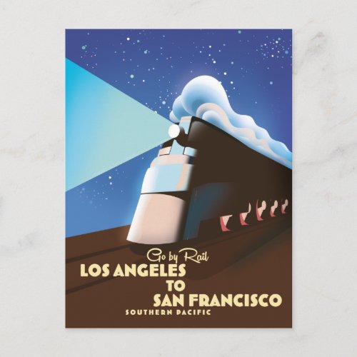 Los Angeles to San Francisco Rail poster Postcard