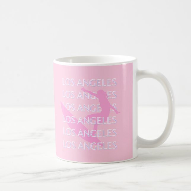 Los Angeles Travel Art, California,  Pink, Preppy Coffee Mug (Right)