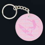 Los Angeles Travel Art, California, Pink, Preppy Keychain<br><div class="desc">A beautiful minimalist Los Angeles travel art design that would be the perfect addition to anyone's life and bring some good memories of your last vacations.</div>