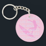 Los Angeles Travel Art, California,  Pink, Preppy Keychain<br><div class="desc">A beautiful minimalist Los Angeles travel art design that would be the perfect addition to anyone's life and bring some good memories of your last vacations.</div>