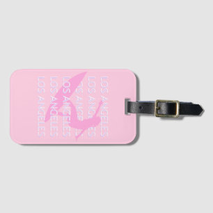 Los Angeles Travel Art, California, Pink, Preppy Luggage Tag