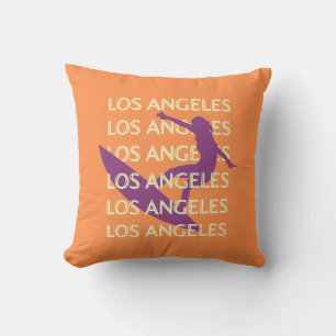 Los Angeles Travel Art, California, Travel, Orange Throw Pillow