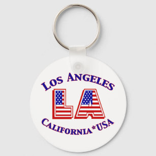 Los Angeles USA Patriotic Logo Keychain