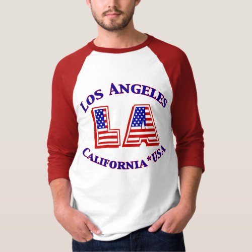 Los Angeles USA Patriotic Logo T_Shirt