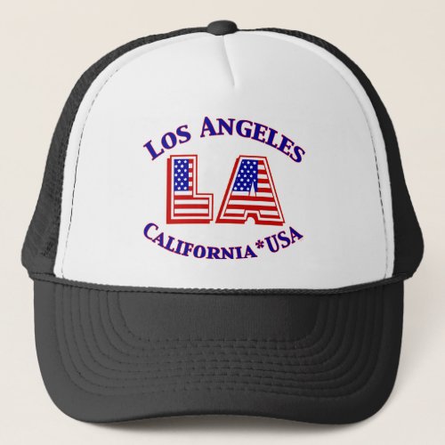 Los Angeles USA Patriotic Logo Trucker Hat