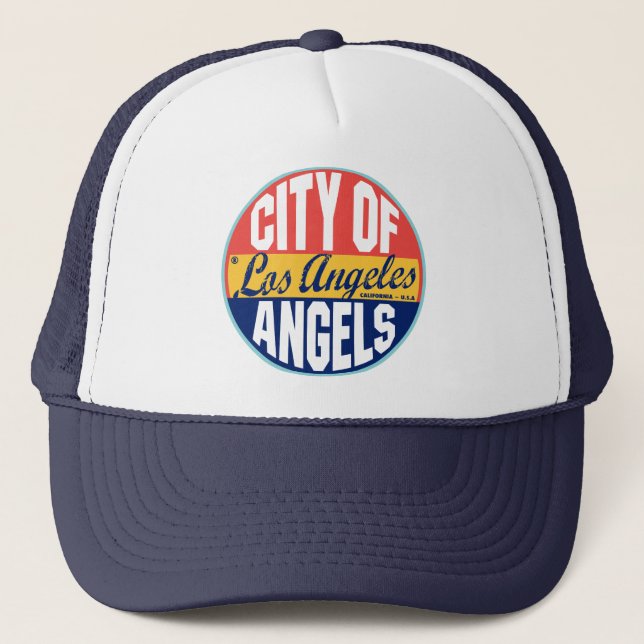 Los Angeles Vintage Label Trucker Hat (Front)