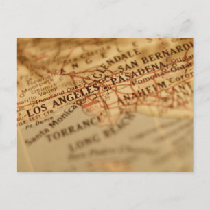 LOS ANGELES Vintage Map Postcard