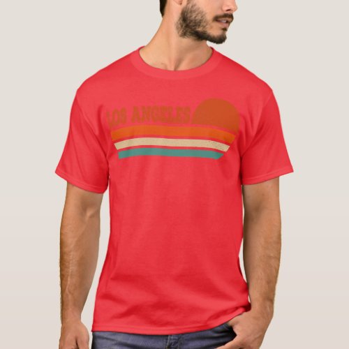 Los Angeles Vintage Sunset Stripes T_Shirt