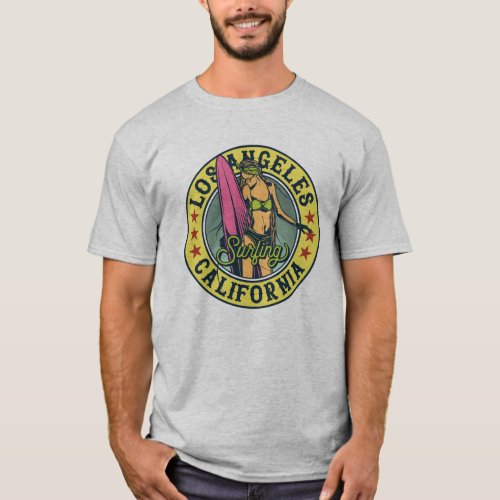 Los Angeles Vintage Surf Design T_Shirt