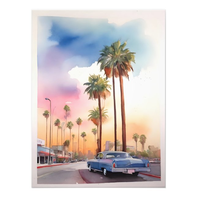 Los Angeles watercolor art Photo Print (Front)