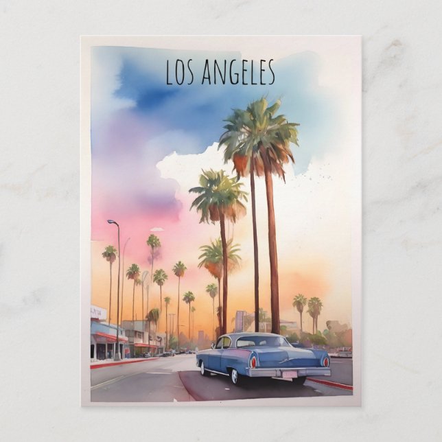 Los Angeles watercolor art Postcard (Front)