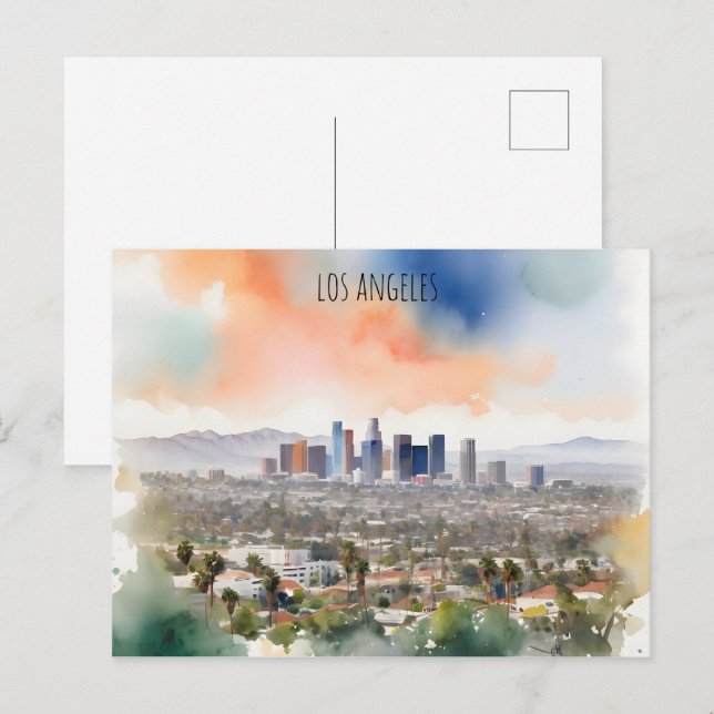 Los Angeles watercolor art Postcard (Front/Back)