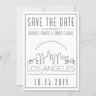 Los Angeles Wedding Stylized Skyline Save the Date Invitation