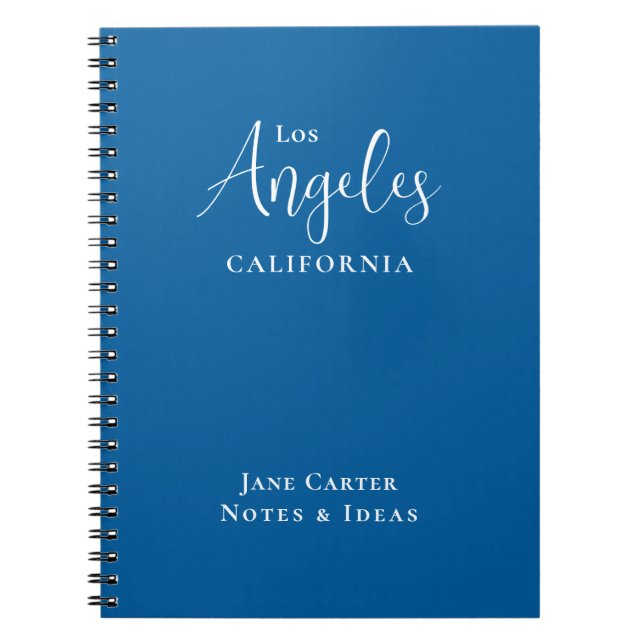 Los Angeles White Script Blue Notebook (Front)