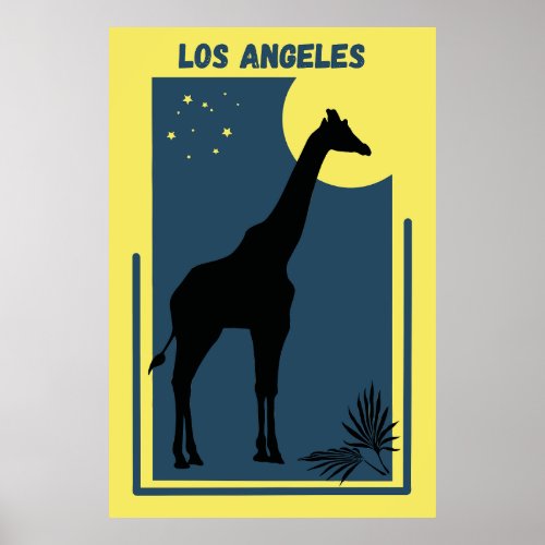 Los Angeles Zoo California Vintage Giraffe Poster