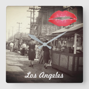 Los Angles California 1935 Olivera Street Photo Square Wall Clock