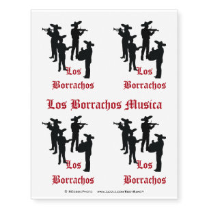 Los Borrachos Mariachi Silhouette Temporary Tattoos