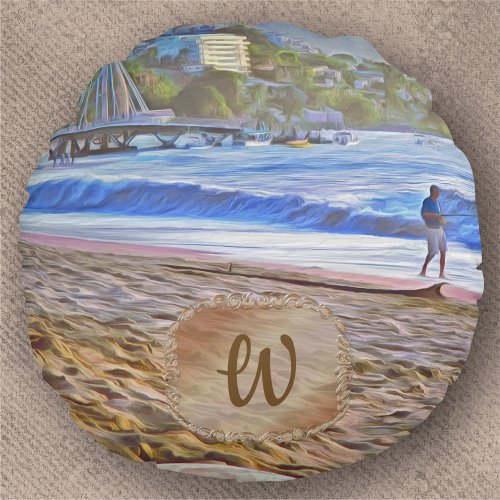 Los Muertos Beach 786 Round Pillow