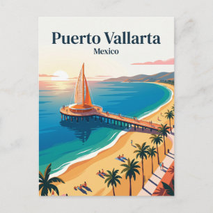 Los Muertos Beach Mexico Postcard