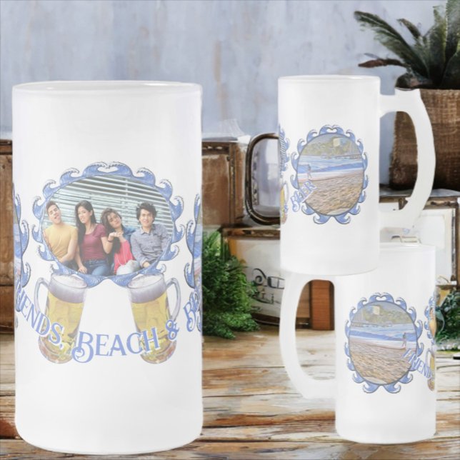 Los Muertos Friends, Beach & Beer 786 Frosted Glass Beer Mug (Creator Uploaded)