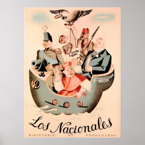 LOS NACIONALES Spanish Civil War Gov Propaganda Poster